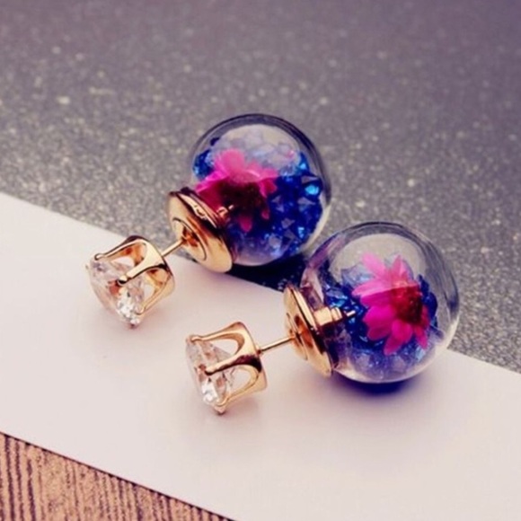 Flower Power Retro double sided earrings - Picture 3 of 5